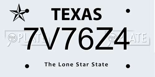 7V76Z4 Texas License Plate
