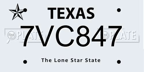 7VC847 Texas License Plate