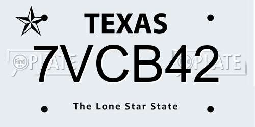 7VCB42 Texas License Plate