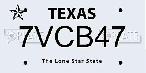 7VCB47 Texas License Plate