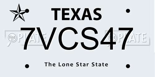 7VCS47 Texas License Plate