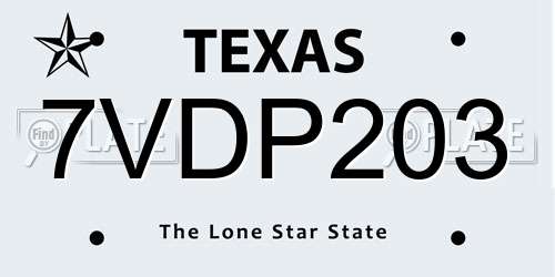 7VDP203 Texas License Plate
