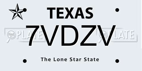 7VDZV Texas License Plate