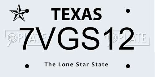 7VGS12 Texas License Plate
