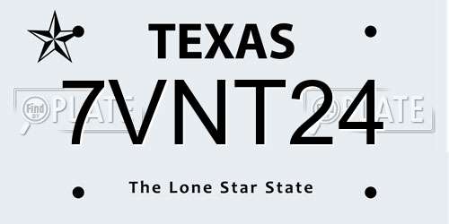 7VNT24 Texas License Plate