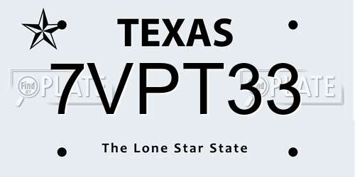 7VPT33 Texas License Plate