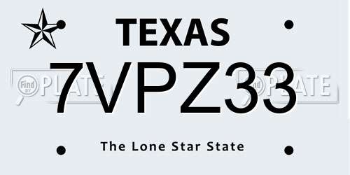 7VPZ33 Texas License Plate