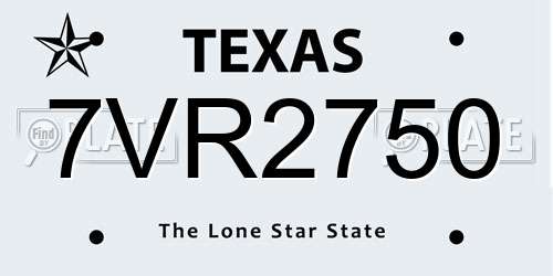 7VR2750 Texas License Plate