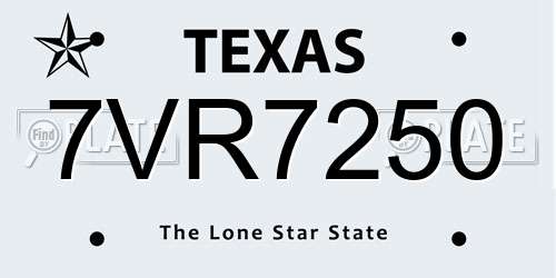 7VR7250 Texas License Plate