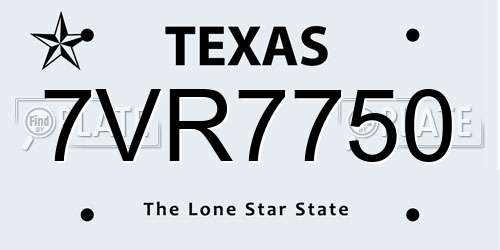 7VR7750 Texas License Plate