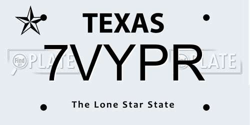 7VYPR Texas License Plate