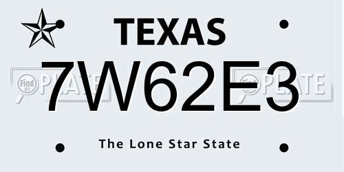 7W62E3 Texas License Plate
