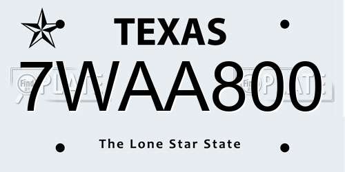 7WAA800 Texas License Plate