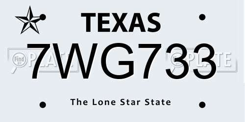 7WG733 Texas License Plate