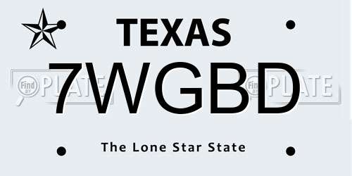 7WGBD Texas License Plate