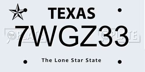 7WGZ33 Texas License Plate