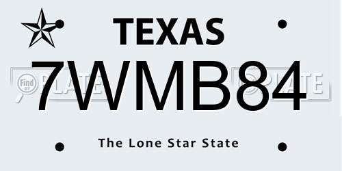 7WMB84 Texas License Plate