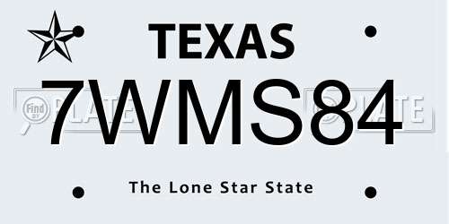 7WMS84 Texas License Plate