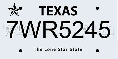 7WR5245 Texas License Plate