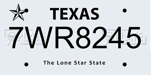 7WR8245 Texas License Plate