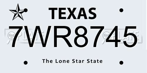 7WR8745 Texas License Plate