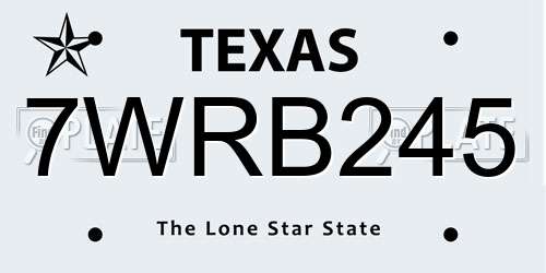 7WRB245 Texas License Plate