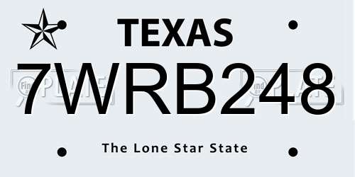 7WRB248 Texas License Plate