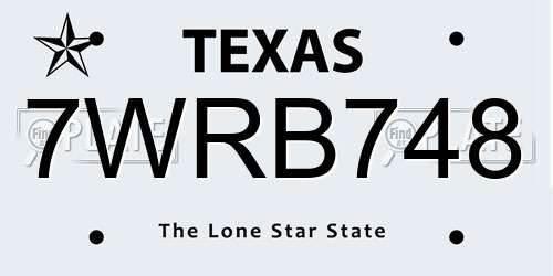 7WRB748 Texas License Plate