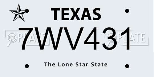 7WV431 Texas License Plate