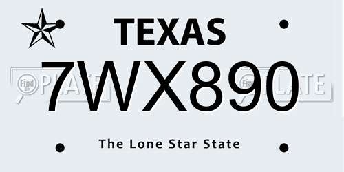 7WX890 Texas License Plate