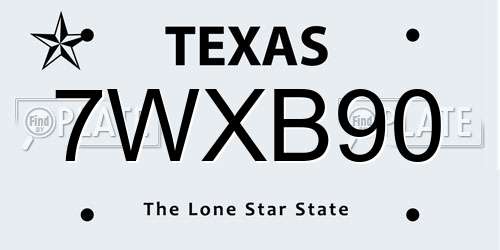 7WXB90 Texas License Plate