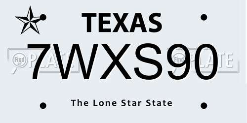 7WXS90 Texas License Plate
