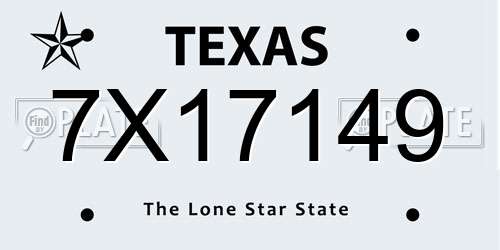 7X17149 Texas License Plate