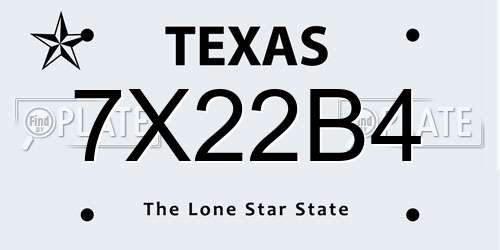 7X22B4 Texas License Plate