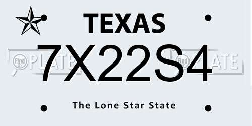 7X22S4 Texas License Plate