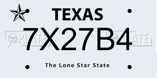 7X27B4 Texas License Plate