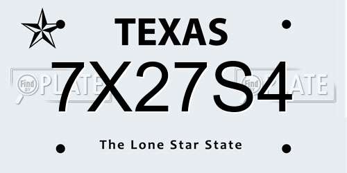 7X27S4 Texas License Plate
