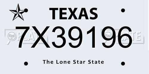 7X39196 Texas License Plate