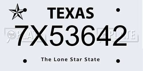 7X53642 Texas License Plate
