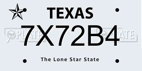 7X72B4 Texas License Plate