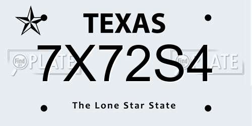 7X72S4 Texas License Plate