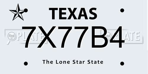 7X77B4 Texas License Plate