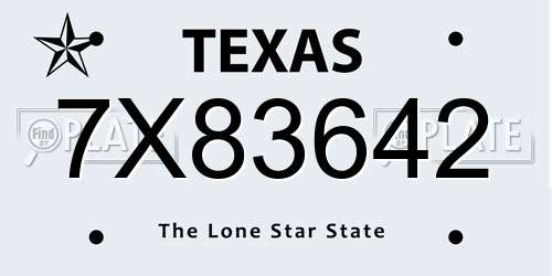 7X83642 Texas License Plate