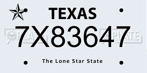 7X83647 Texas License Plate