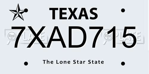 7XAD715 Texas License Plate