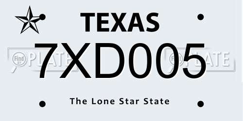 7XD005 Texas License Plate