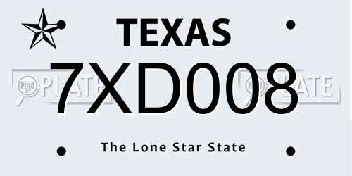 7XD008 Texas License Plate