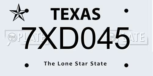 7XD045 Texas License Plate