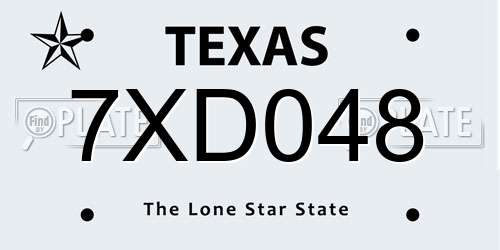 7XD048 Texas License Plate