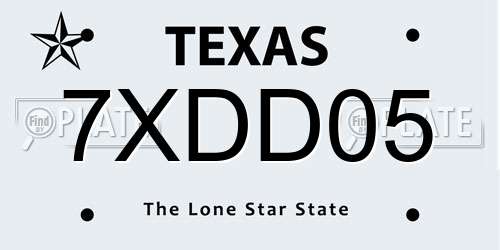 7XDD05 Texas License Plate